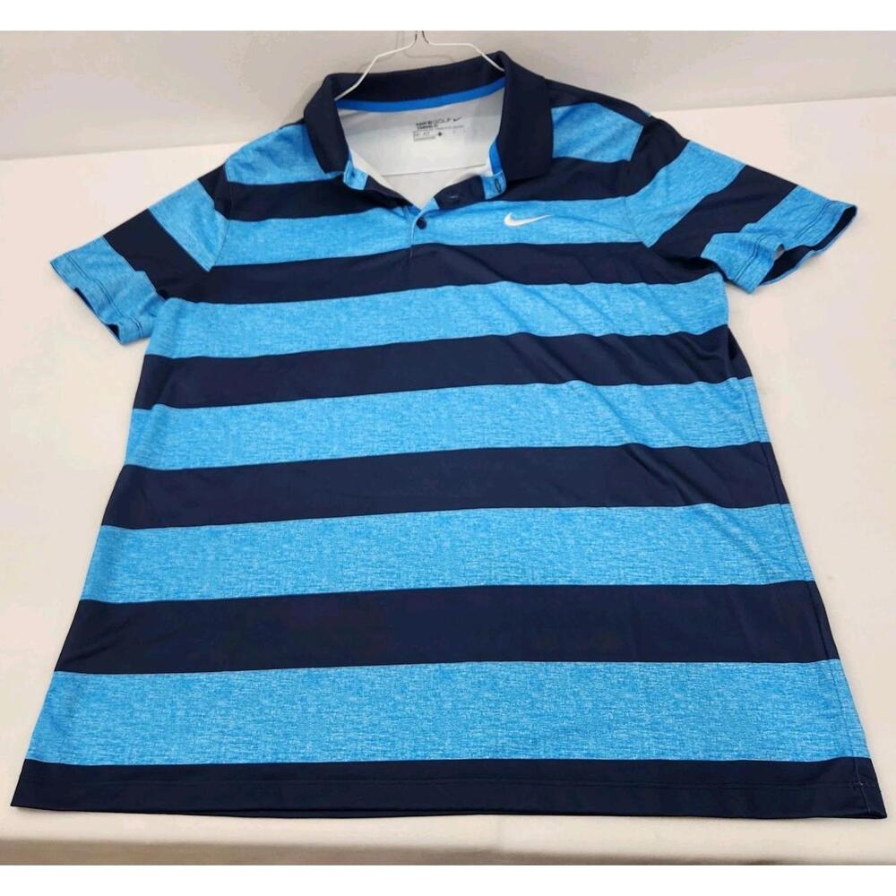 Nike Golf Dri-fit Polo Shirt Men's Large Blue Stripe
